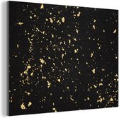 Décoration murale Métal - Peinture Aluminium - Flocons Dorés sur Fond Noir - 120x90 cm