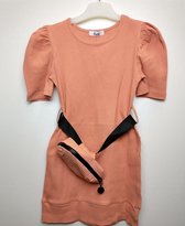 Meisjes jurk Jirsa roze met bijpassend heuptasje 110/116