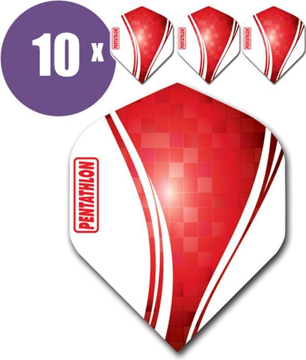 ABC Darts - Dart Flights Pentathlon Wave Rood - 8 sets (24 stuks)