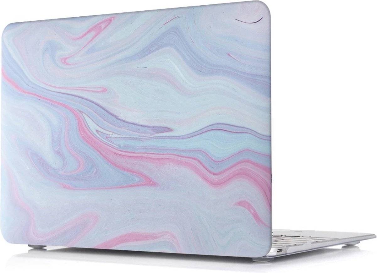 Laptophoes - Geschikt voor MacBook Pro Hoes Case -13 inch - A1989 (2018) - Print Wazig Roze Blauw