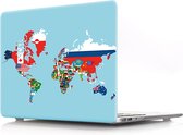 Laptophoes - Geschikt voor MacBook Pro Hoes Case -13 inch - A1989 (2018) - Print Wereld Blauw