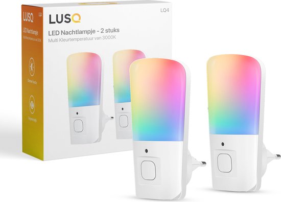 LUSQ® - 2 Stuks - Nachtlampje Kinderen - Stekkerlamp - Nachtlampje Stopcontact - Multi Colour - Stopcontactlamp
