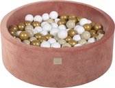 Ronde ballenbak VELVET 90x30 - Masala Rood incl 200 ballen - Wit, Beige, Goud | NoussyToys.nl