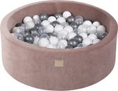 Ballenbak VELVET Beige - 90x30 incl. 200 ballen - Zilver, Wit, Transparant