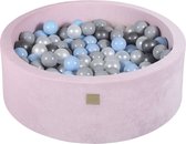 Ronde ballenbak VELVET 90x30 - Poeder Roze incl 200 ballen - Baby Blauw, Wit Pearl, Grijs, Zilver | Ballenbakje.nl