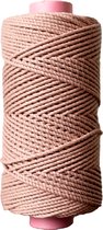 Katoen macramé touw - Macramé koord - Bruin Roze - 3mm dik - 140 meter - 600 gram