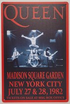 Queen Madison Square Garden Reclamebord van metaal METALEN-WANDBORD - MUURPLAAT - VINTAGE - RETRO - HORECA- BORD-WANDDECORATIE -TEKSTBORD - DECORATIEBORD - RECLAMEPLAAT - WANDPLAAT