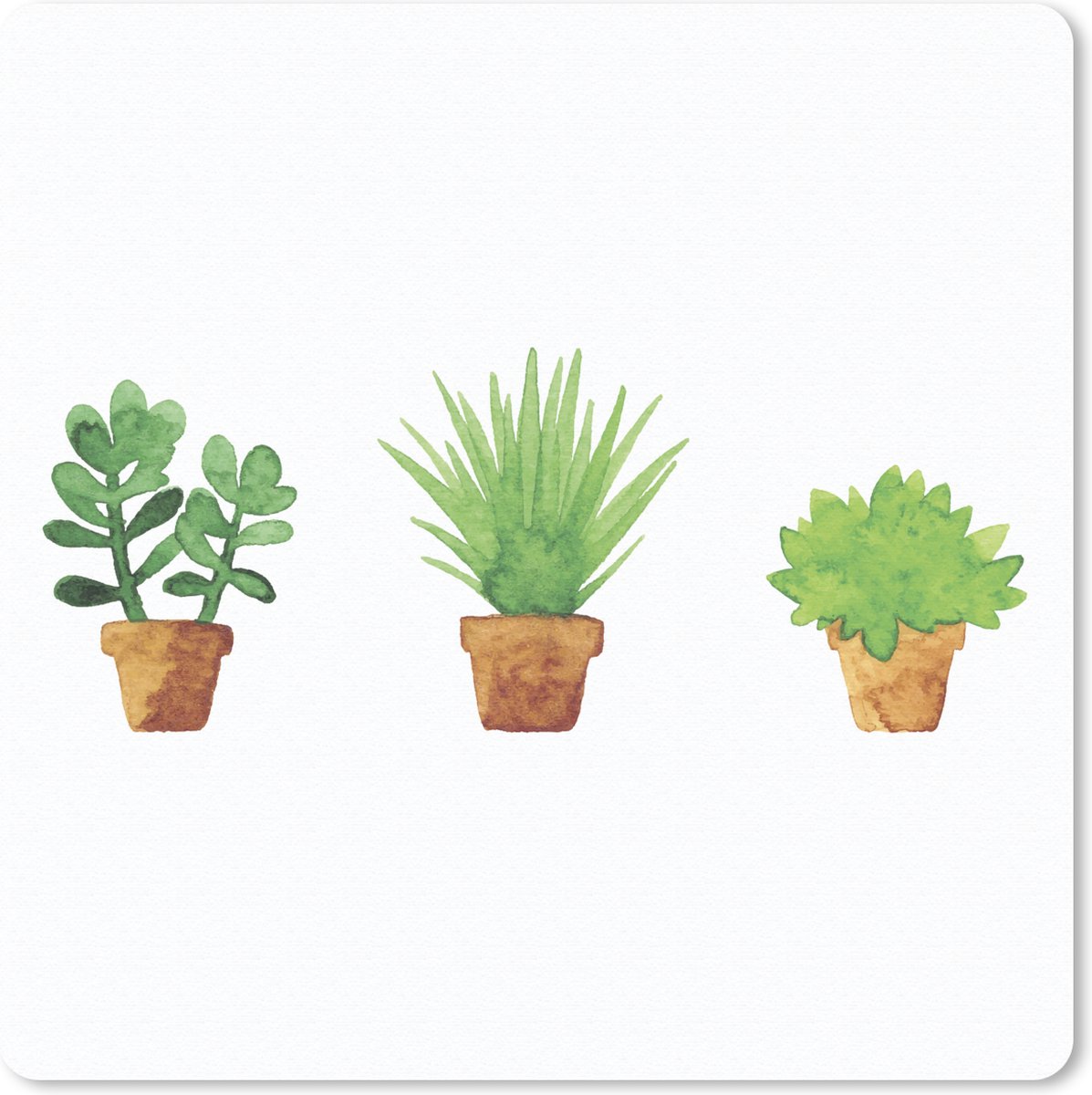 Muismat 30x30 cm - Mousepad Bloempot - Waterverf - Planten - Muismatten