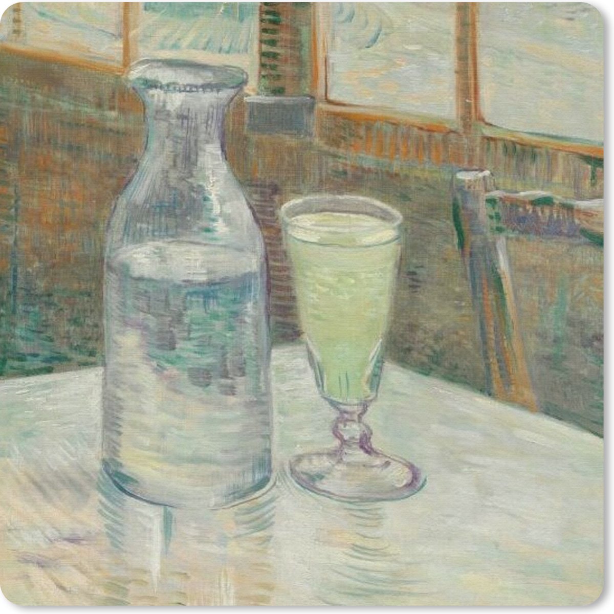 Muismat 20x20 cm - Mousepad Cafétafel met absint - Vincent van Gogh - Muismatten