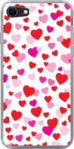 Geschikt voor iPhone 8 hoesje - Een illustratie met kleurrijke hartjes - Siliconen Telefoonhoesje