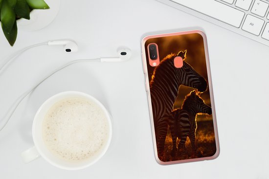 Coque Samsung Galaxy A20e - Zebra - Soleil - Poulain - Coque de téléphone en Siliconen