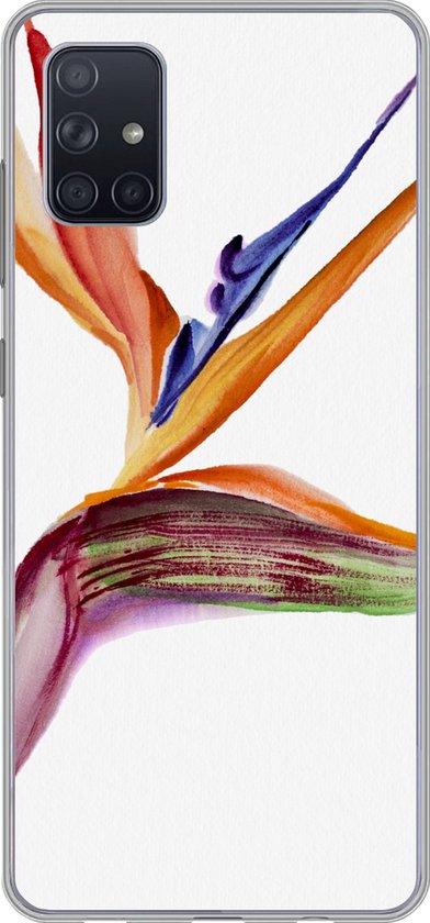 Telefoonhoesje Geschikt voor Samsung Galaxy A71 hoesje - Strelitzia - Aquarel - Bloemen - Siliconen Telefoonhoesje