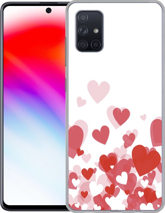 Coque Samsung Galaxy A71 - une pluie de coeurs - Siliconen