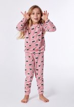 Woody pyjama meisjes - roze met wasbeer all-over print - wasbeer - 212-1-PDL-V/929 - maat 140