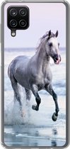 Geschikt voor Samsung Galaxy A12 hoesje - Paard - Schimmel - Strand - Siliconen Telefoonhoesje