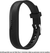 Siliconen sporthorloge Bandje Zwart voor Fitbit Flex 2 - Gesp – Armband Black - Maat: zie maatfoto