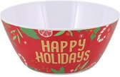 Melamine Kom - Rood - Bowl - Schaal  - Bowl - 15 cm -Rond - Kerst - Happy Holidays - Set van 2