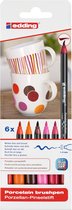 edding Porseleinstiften - 6 warme kleuren - vaatwasbestendig - Ronde punt