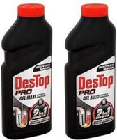 Destop Ontstopper - Pro Gel Maxi 2in1 - Ontstopt en Onderhoudt - 2 x 500 ml