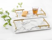 Marmeren plateau dubbel handvat 40x25cm wit