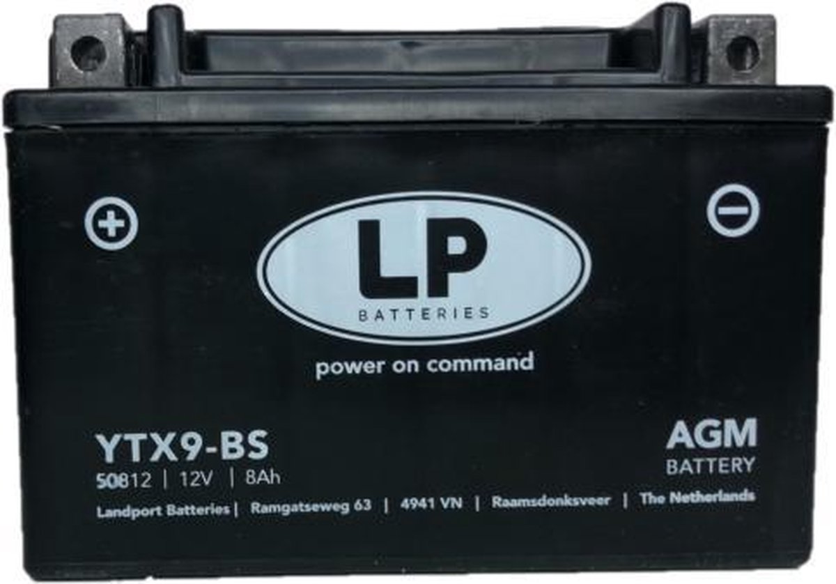 Landport AGM motor/scooter accu YTX9-BS | 12V / 8AH (onderhoudsvrij) |  bol.com