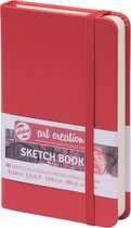 Schetsboek - Tekenboek - Harde kaft - Met Elastiek - Rood - 9x14cm - 140gr - 80blz - Talens