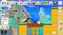 Mario springt in de lucht met wolken en metalen structuren in een 2D-platformer.