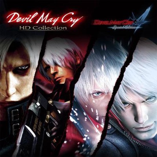 Cover 'Devil May Cry HD Collection' met de gezichten van Dante en Nero, personages met wit haar.