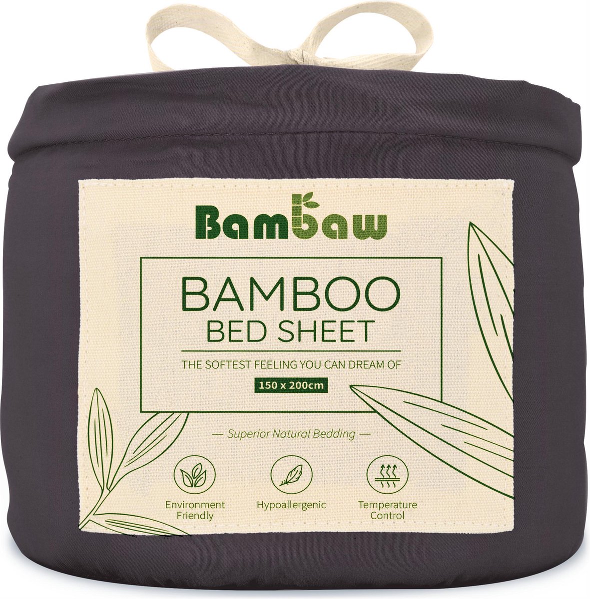 Bamboe Hoeslaken | 2-Persoons Eco Hoeslaken 150cm bij 200cm | Houtskool | Luxe Bamboe Beddengoed | Hypoallergeen Hoeslaken | Puur Bamboe Viscose Rayon Hoeslaken | Ultra-ademende Stof | Bambaw