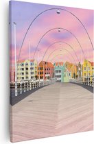 Artaza - Canvas Schilderij - Willemstad Gekleurde Huisjes in Curaçao  - 40x50 - Foto Op Canvas - Canvas Print