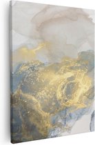 Artaza - Canvas Schilderij - Abstracte Kunst van Grijze Gouden Marmer - 40x50 - Foto Op Canvas - Canvas Print