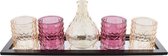 Cactula theelichthouderset 4 waxinelicht houders vaasje op glazen platteau Roze Goud
