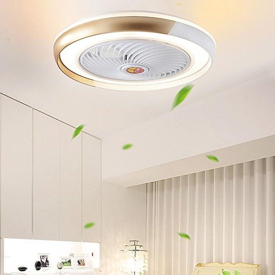 Airwit Steekvleugels, plafondventilator met verlichting, stil, wit, plafondventilator met licht en afstandsbediening, dimbare lamp met ventilator voor slaapkamer en woonkamer, snelle montage, 106 cm