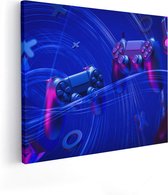 Artaza Canvas Schilderij Twee Gaming Controllers - Gamen - 100x80 - Groot - Foto Op Canvas - Canvas Print