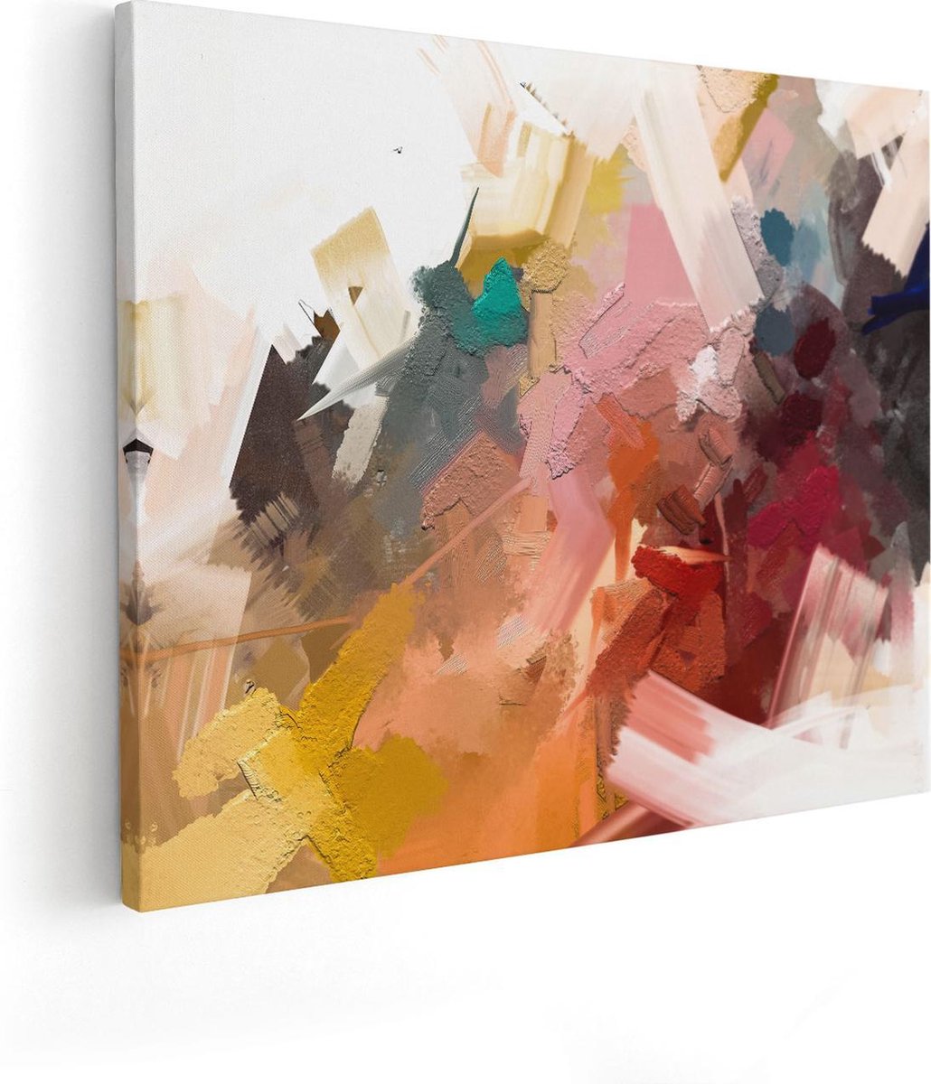 Artaza Canvas Schilderij Abstracte Kunst - Kleurrijke Olieverf - 100x80 cm - Groot - Wanddecoratie Woonkamer - Schilderijen - Muurdecoratie