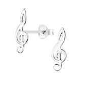 Joy|S - Zilveren muzieksleutel oorbellen - G sleutel - 6 x 18 mm