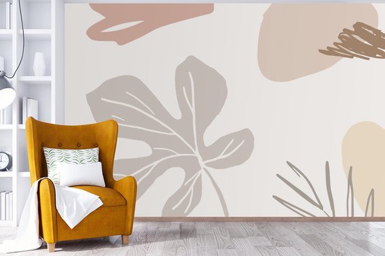 Papier peint - Papier peint photo Été - Feuille - Grijs - Largeur 420 cm x hauteur 280 cm