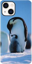 ADEL Siliconen Back Cover Softcase Hoesje Geschikt voor iPhone 13 - Pinguin Blauw