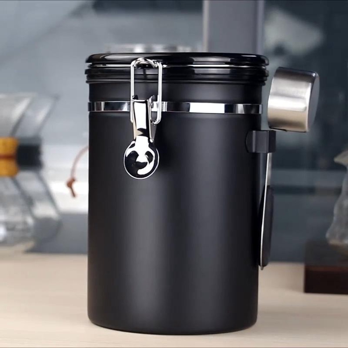 BEEM Koffiepot voorraaddoos met doseerlepel - 1,9 l | luchtdicht van roestvrij staal | datumweergave | 700 g koffie | aromadoos | CO2-ontluchtingsventiel