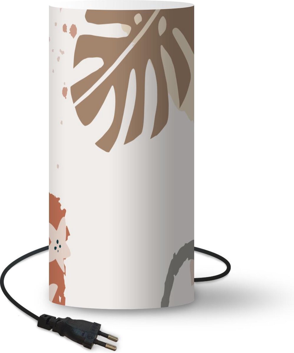 Lamp - Nachtlampje - Tafellamp slaapkamer - Zomer - Monstera - Bruin - 54 cm hoog - Ø24.8 cm - Inclusief LED lamp