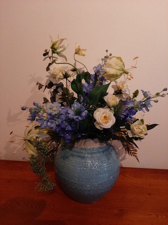 Delphinium blauw m.12 bloem, 8knop, 3 bld 60 cm kunstbloem zijde ne...