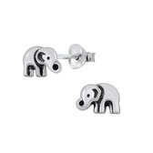 Joy|S - Zilveren olifantje oorbellen - 6 x 8 mm - geoxideerd