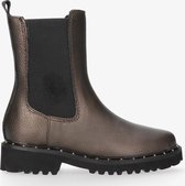Tango | Bee 514-c kids gold tumbled leather chelsea boot - black sole/studs | Maat: 28