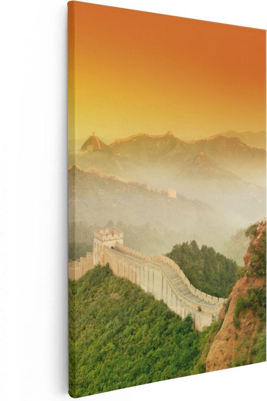 Artaza Canvas Schilderij Chinese Muur bij Zonsopgang - 20x30 - Klein - Foto Op Canvas - Canvas Print