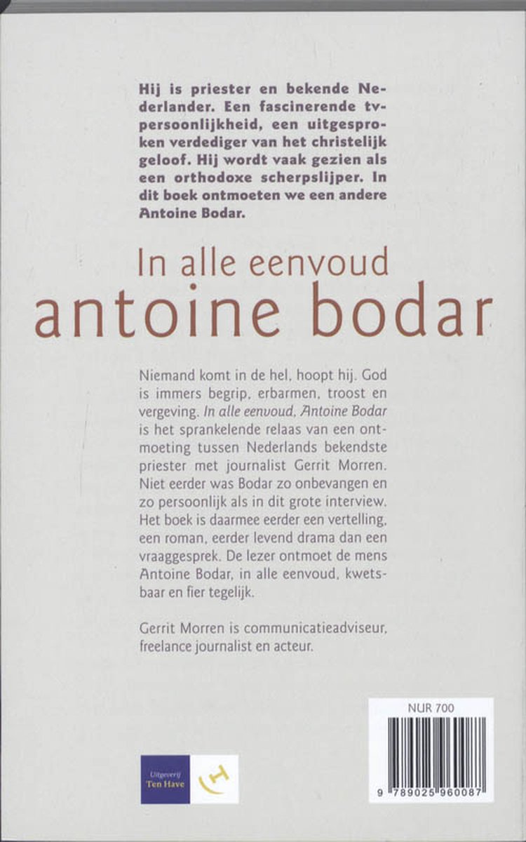 In alle Eenvoud, Antoine Bodar - back cover