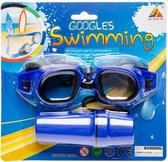 zwembril met brillenkoker blauw one-size
