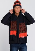 J&JOY - Muts Mannen Ontario Forest Navy & Orange Jacquard