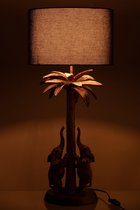 J-Line Lamp Palmboom Olifant Poly Bruin