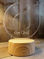 Celtic Tree - Ledlamp The God houtlook voet - 20cm - Acryl - Transparant - Tafellamp - Nachtlamp - Sfeerlamp - Pagan - Heidens - Magisch - Mystiek - Decoratie - 7 kleuren - Afstandbediening -
