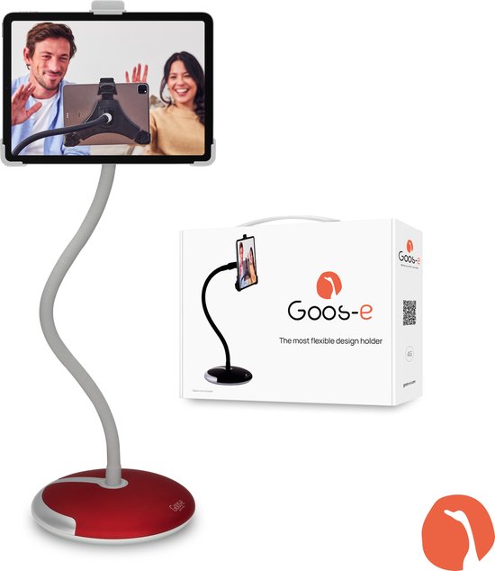 Goos-e flexibele iPad / tablethouder Compleet pakket (voet & tafelklem) - Rood